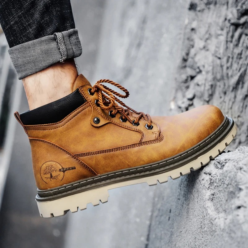 Men's Lace-Up Work Boots with Lug Sole