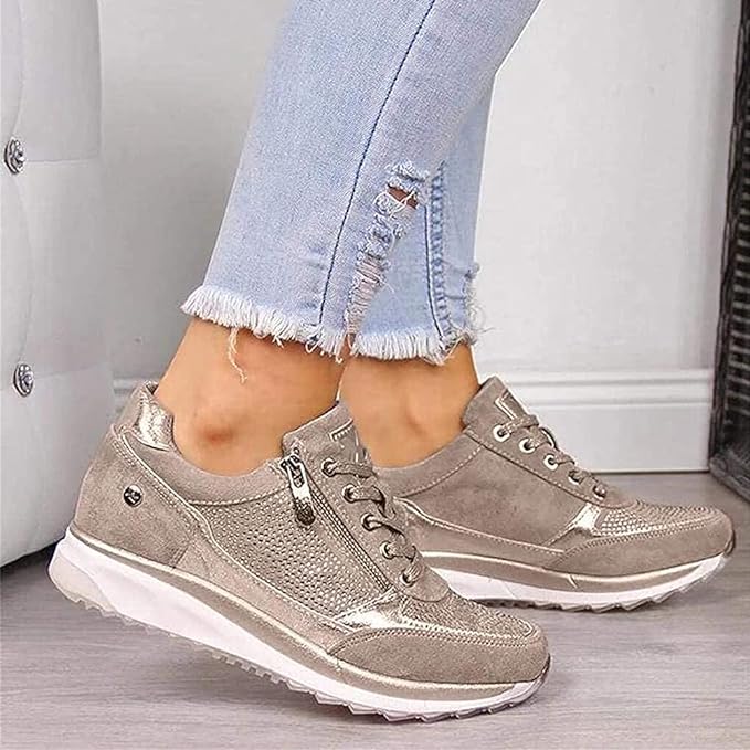 Mia | Women’s Round Toe Side Zip Walking Shoes