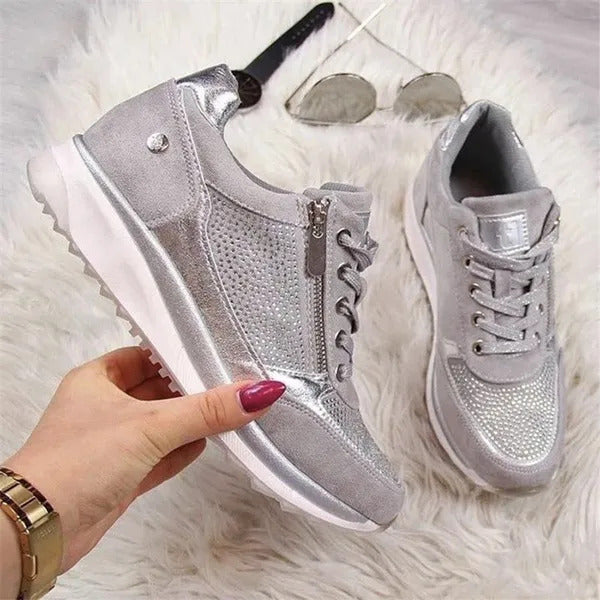 Mia | Women’s Round Toe Side Zip Walking Shoes