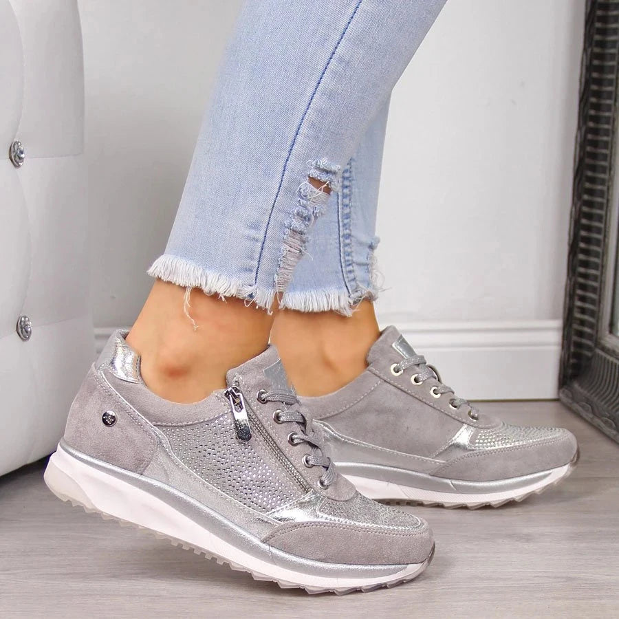 Mia | Women’s Round Toe Side Zip Walking Shoes