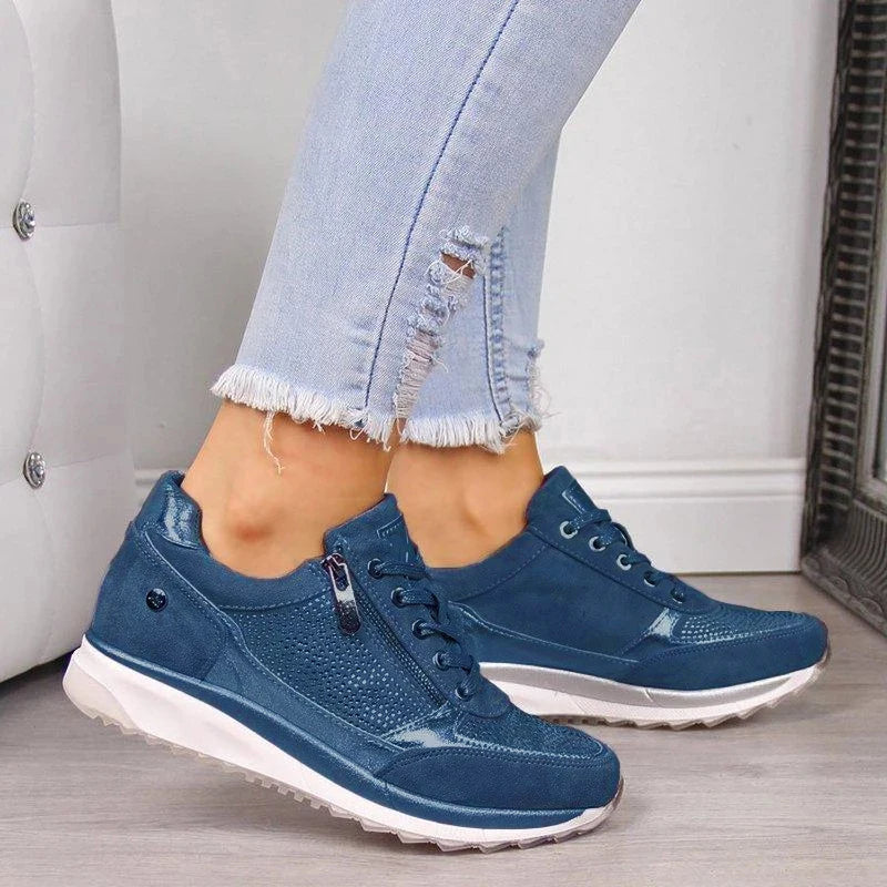 Mia | Women’s Round Toe Side Zip Walking Shoes