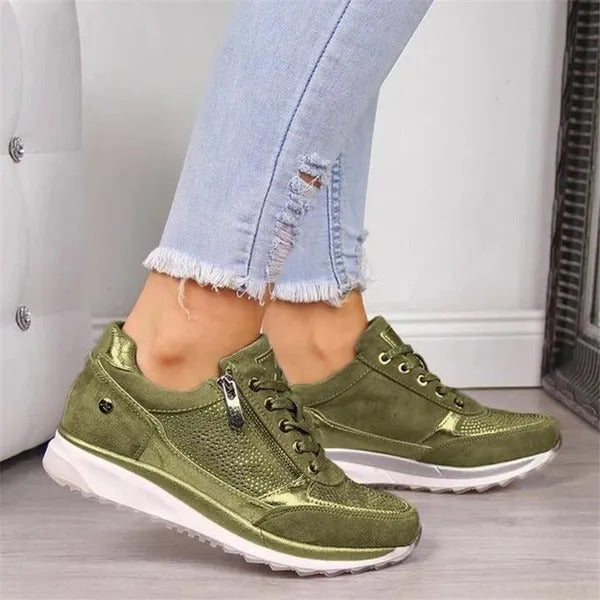 Mia | Women’s Round Toe Side Zip Walking Shoes