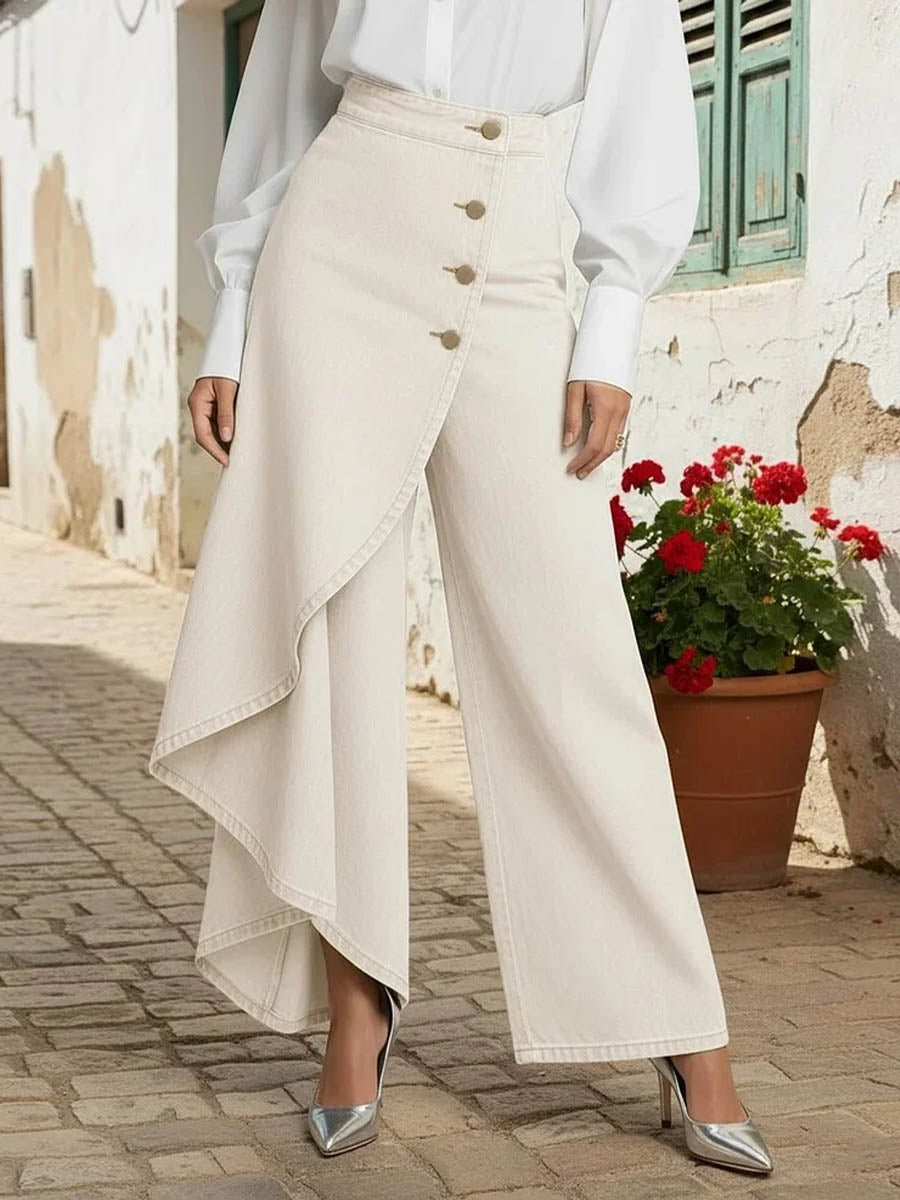 Michelle | Women's Asymmetric High Rise Wide Leg Jeans