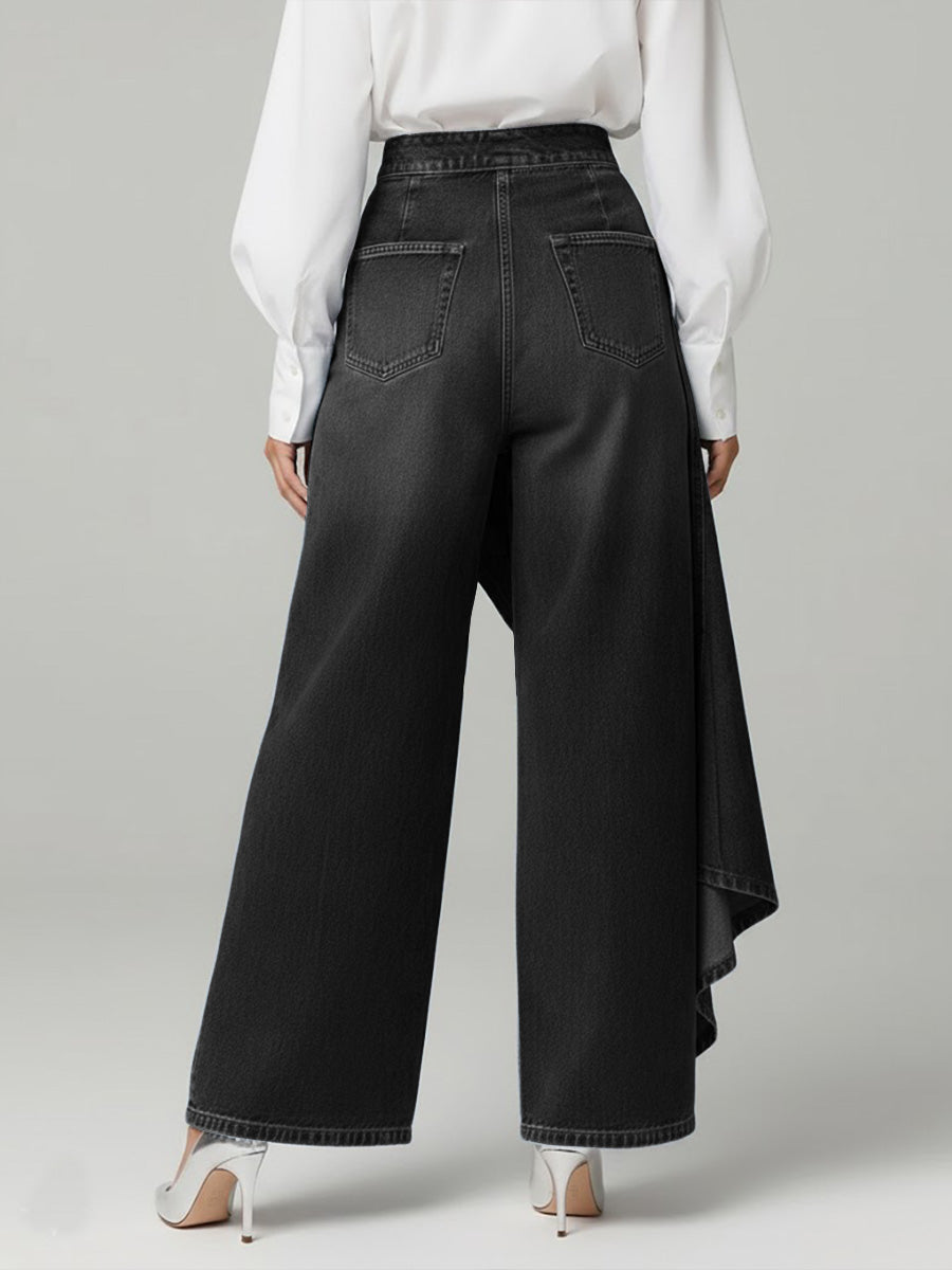 Michelle | Women's Asymmetric High Rise Wide Leg Jeans