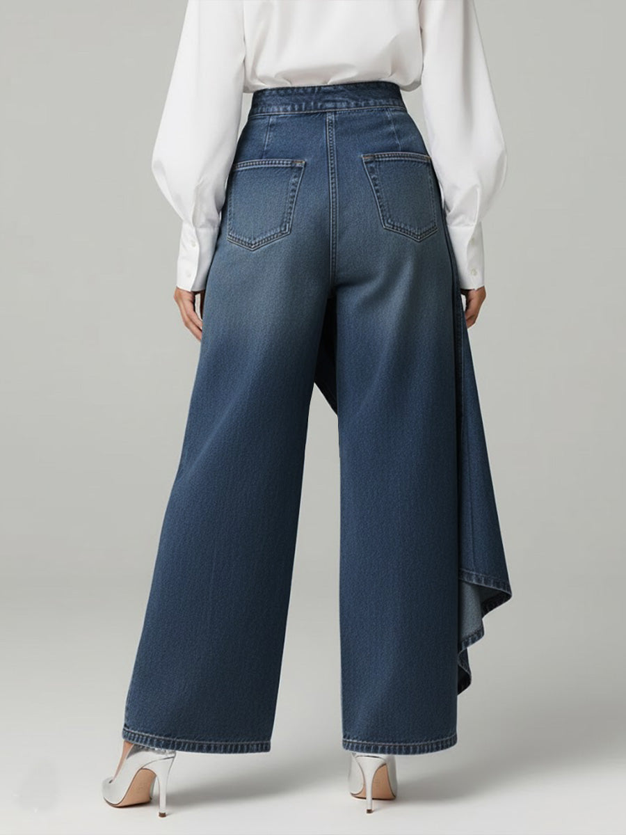 Michelle | Women's Asymmetric High Rise Wide Leg Jeans