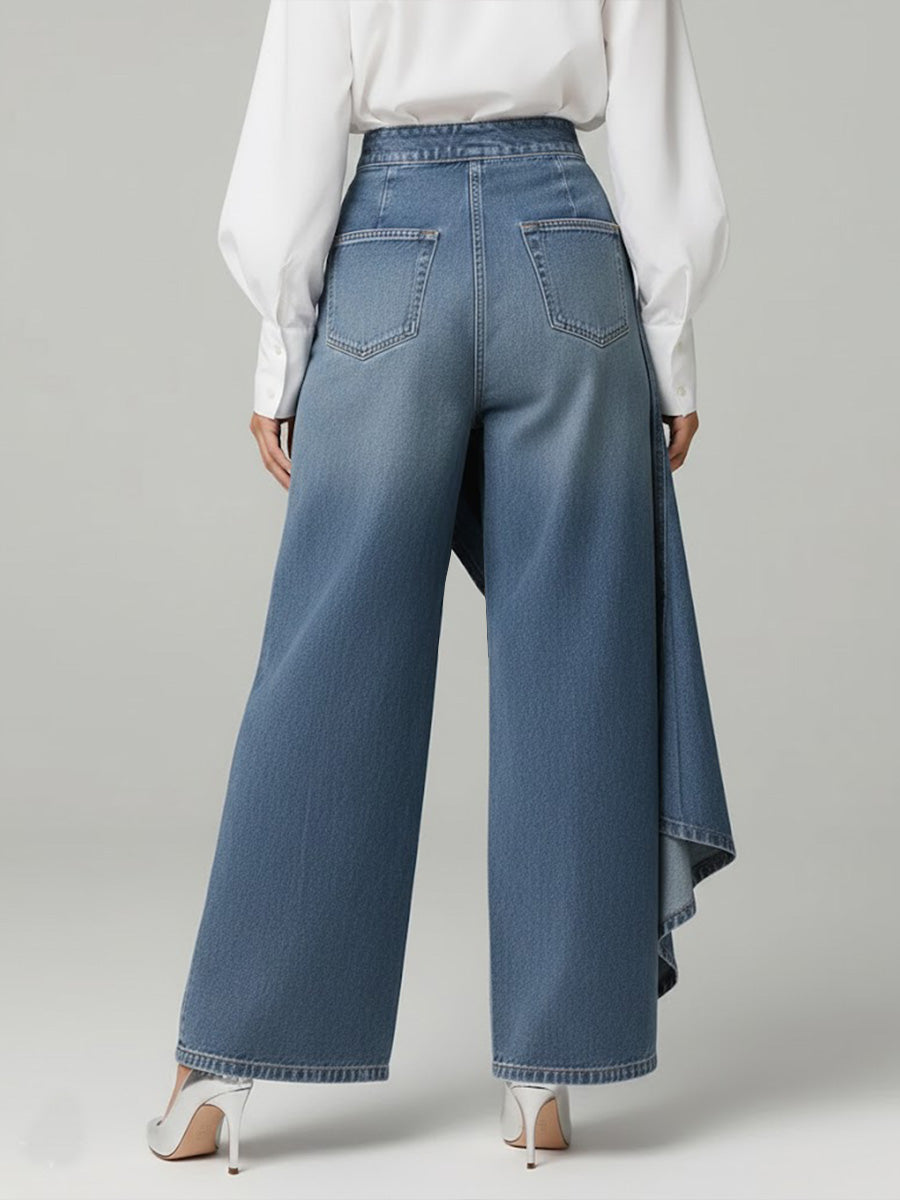 Michelle | Women's Asymmetric High Rise Wide Leg Jeans
