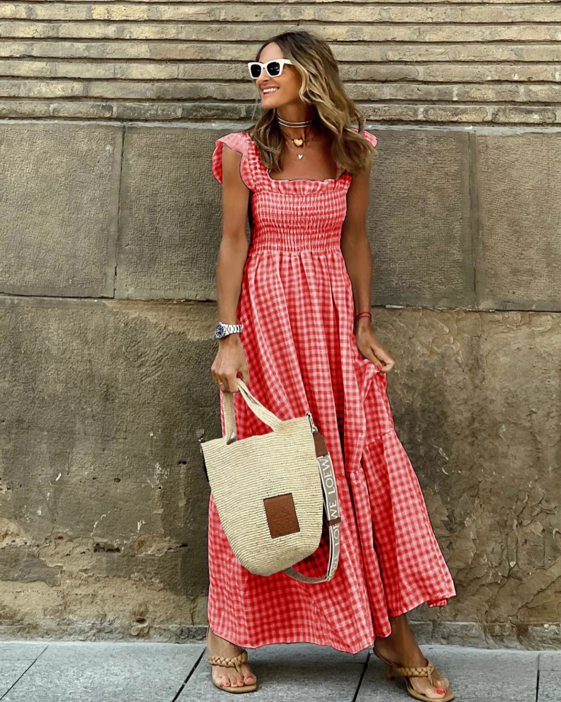 Mikaela | Women's Ruffle Sleeve Square Neck Maxi Dress