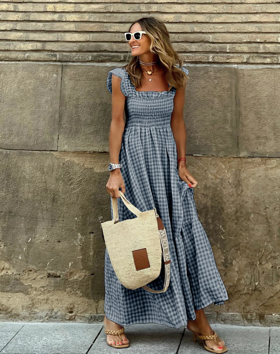 Mikaela | Women's Ruffle Sleeve Square Neck Maxi Dress