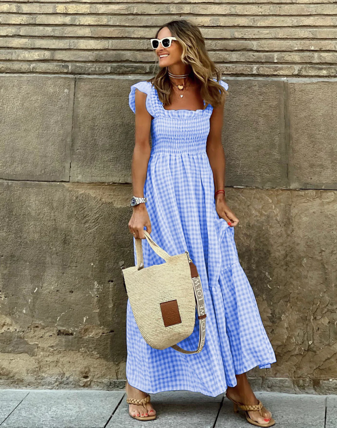 Mikaela | Women's Ruffle Sleeve Square Neck Maxi Dress