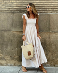 Mikaela | Women's Ruffle Sleeve Square Neck Maxi Dress