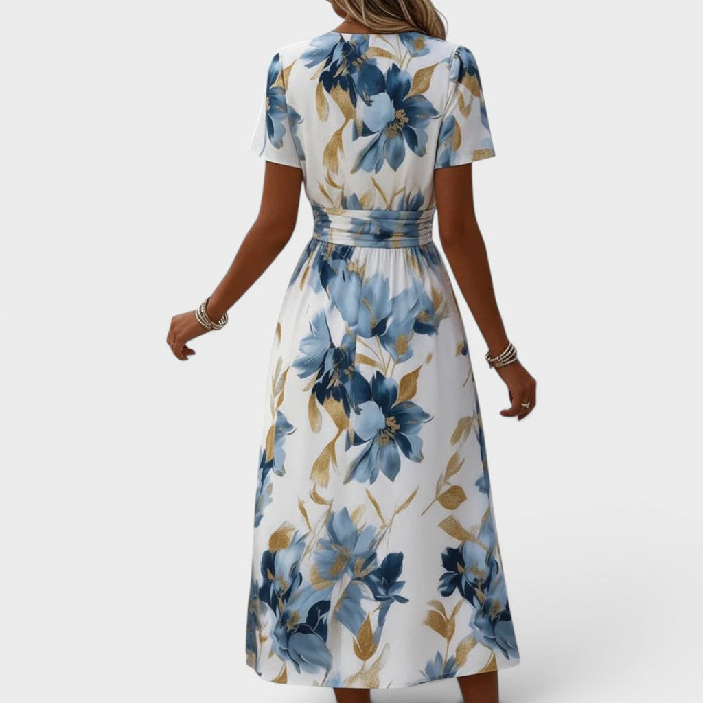 Millie | Women's Floral Wrap Front V Neck Midi Dress