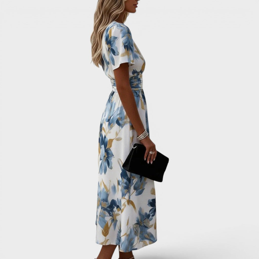 Millie | Women's Floral Wrap Front V Neck Midi Dress