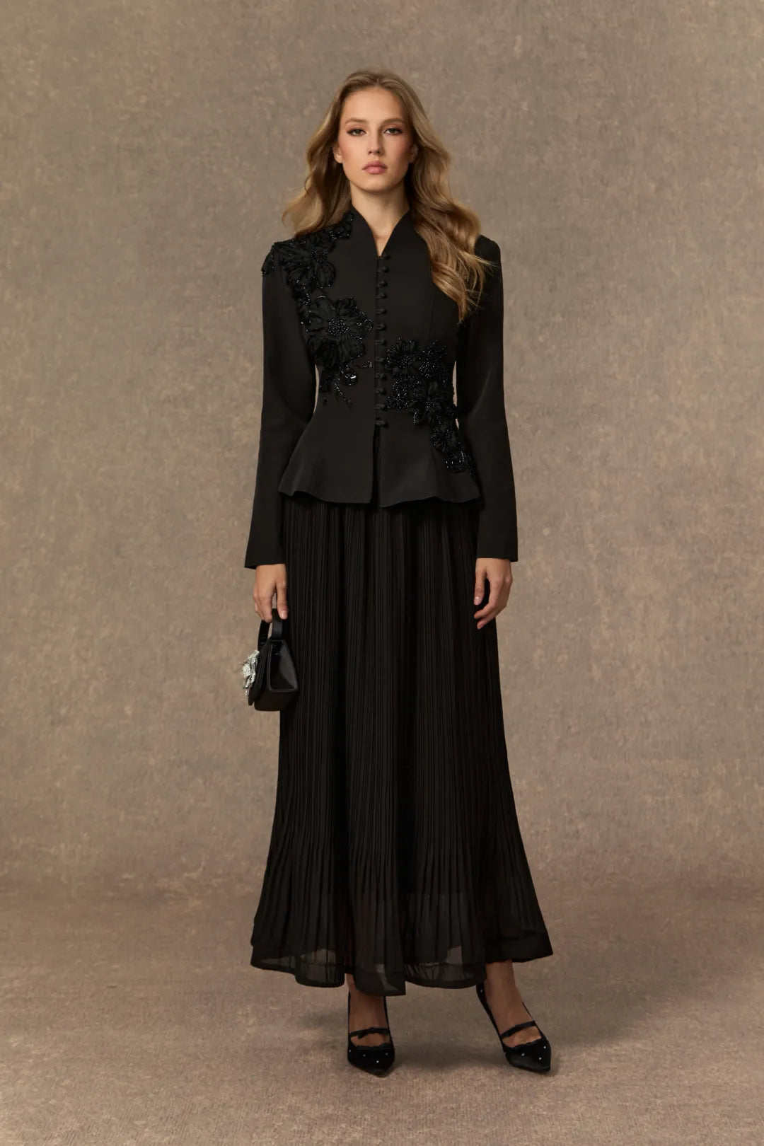 Misty | Women’s Long Sleeve High Neck Button Front Two Piece Set