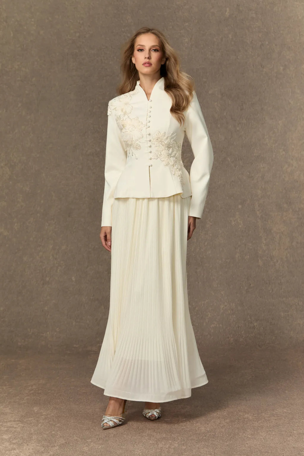 Misty | Women’s Long Sleeve High Neck Button Front Two Piece Set