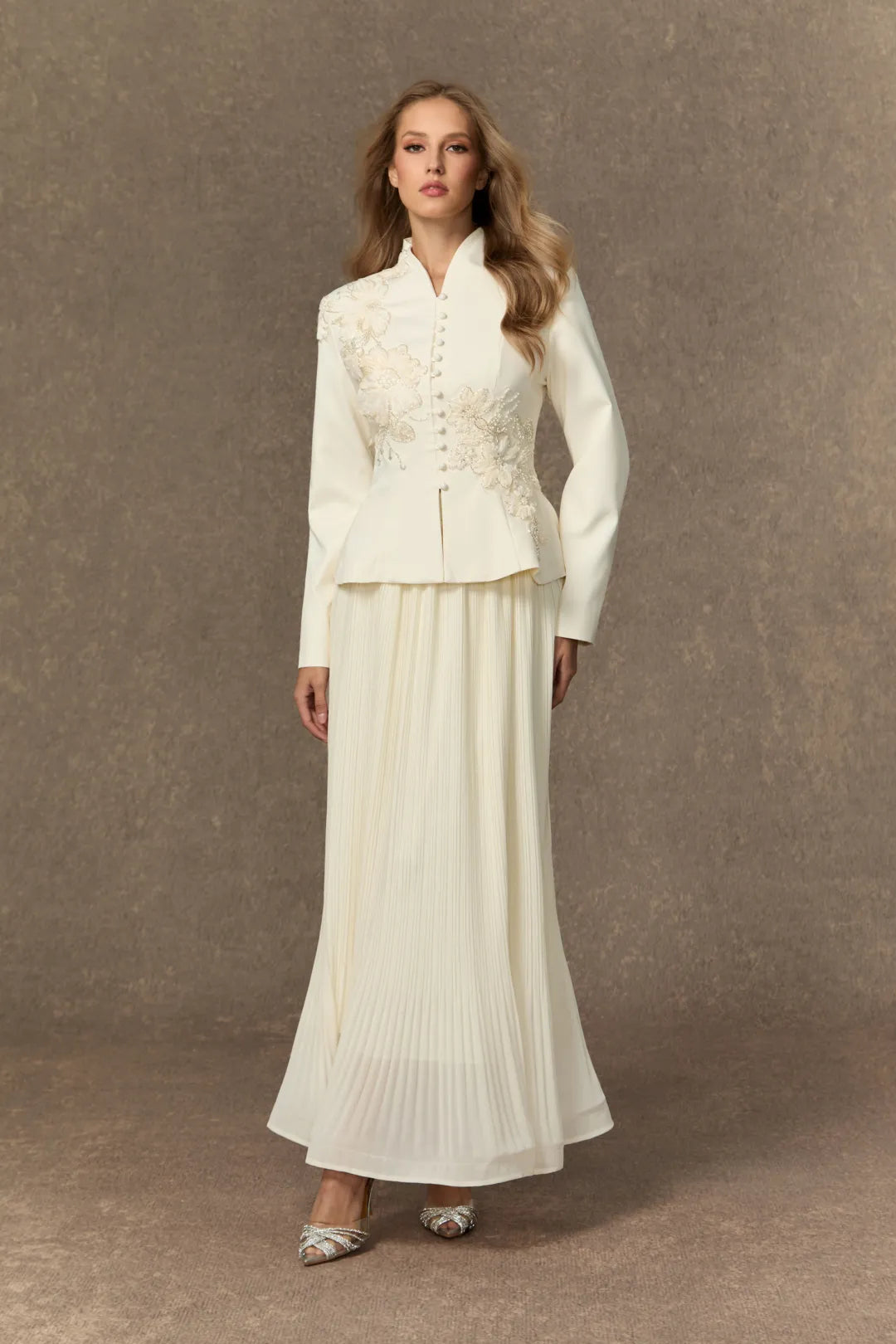 Misty | Women’s Long Sleeve High Neck Button Front Two Piece Set