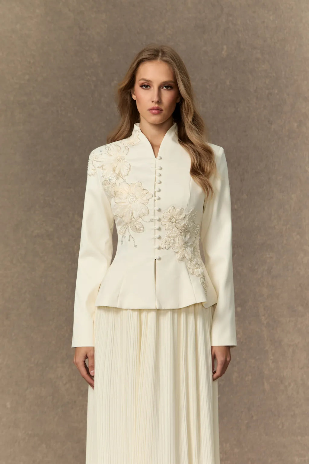 Misty | Women’s Long Sleeve High Neck Button Front Two Piece Set