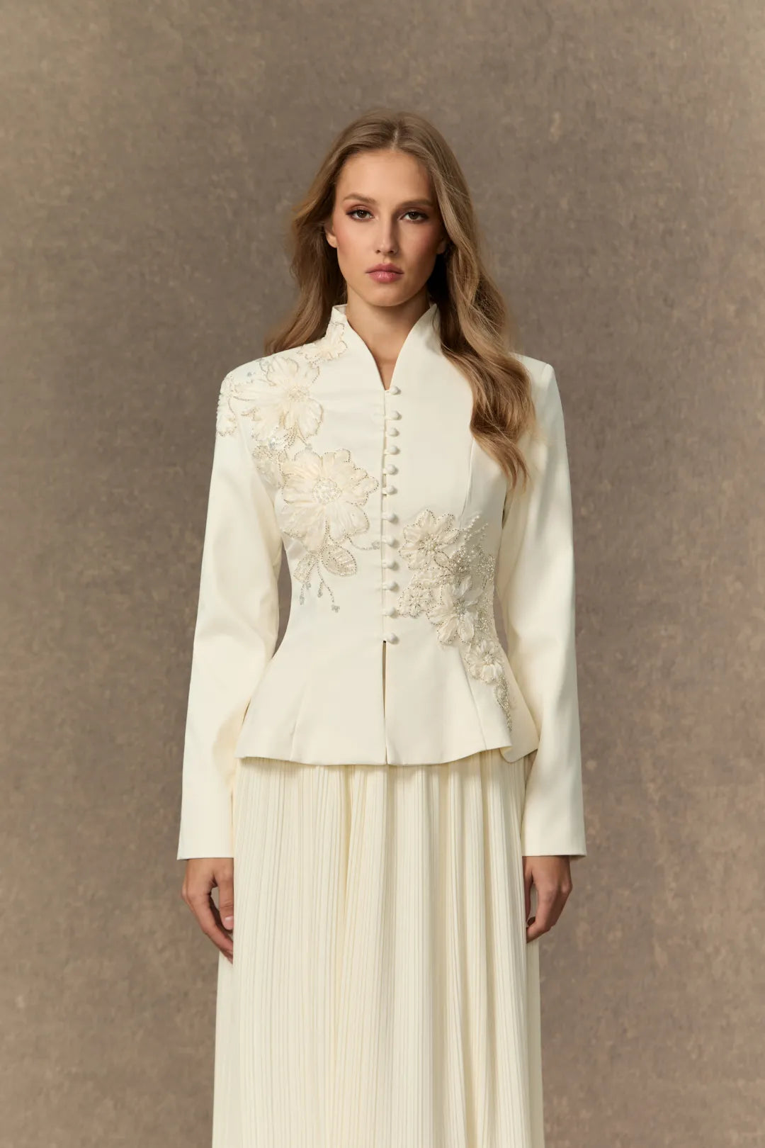 Misty | Women’s Long Sleeve High Neck Button Front Two Piece Set