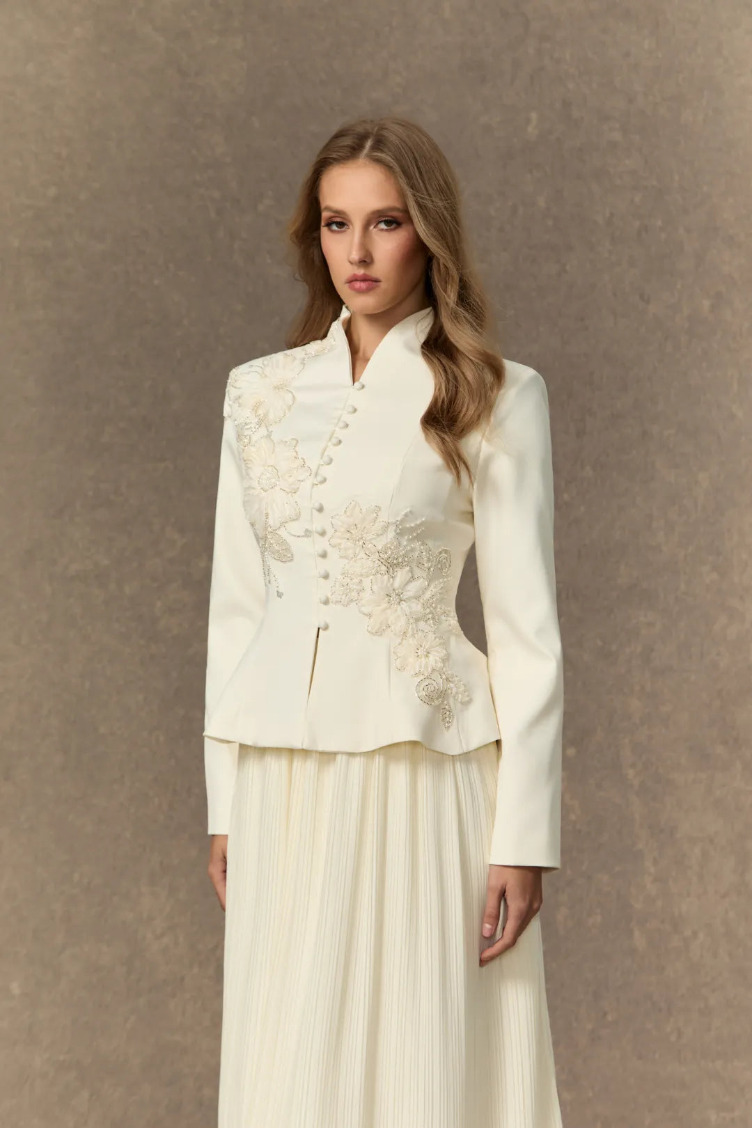 Misty | Women’s Long Sleeve High Neck Button Front Two Piece Set