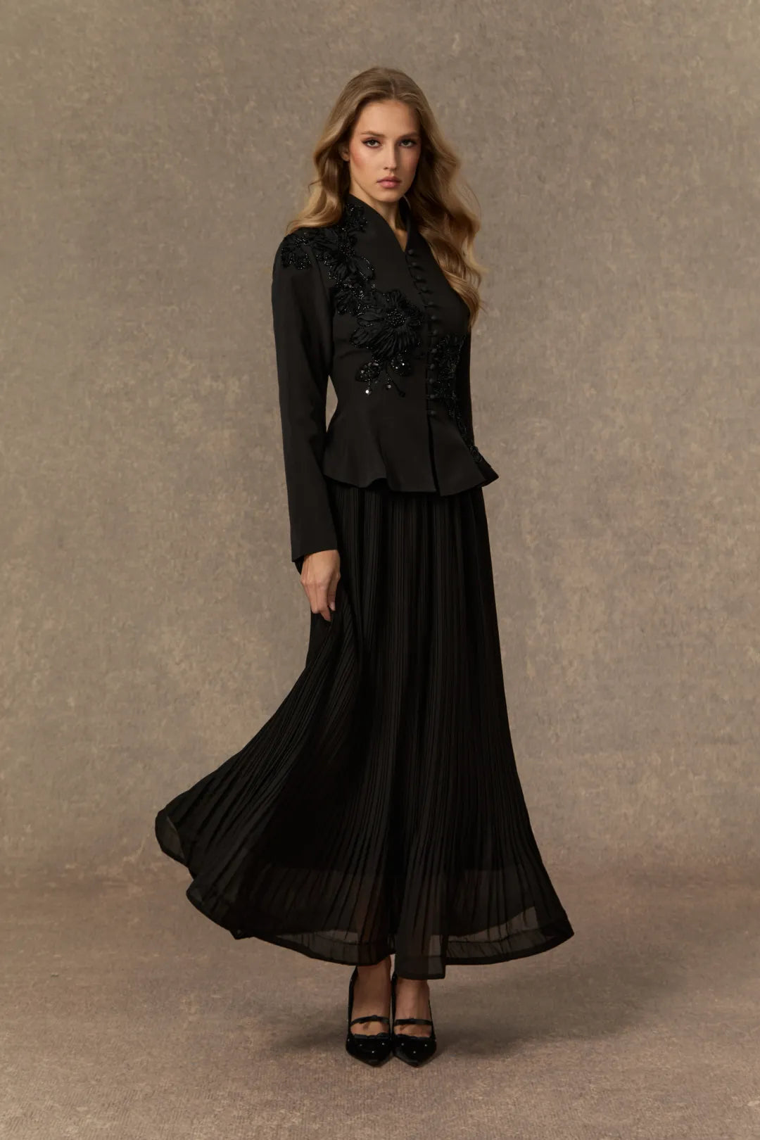 Misty | Women’s Long Sleeve High Neck Button Front Two Piece Set