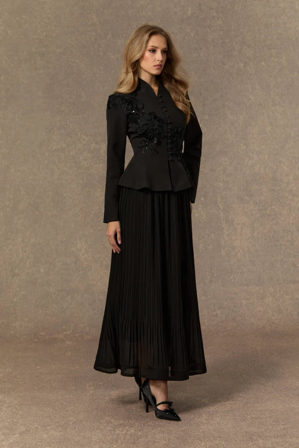 Misty | Women’s Long Sleeve High Neck Button Front Two Piece Set