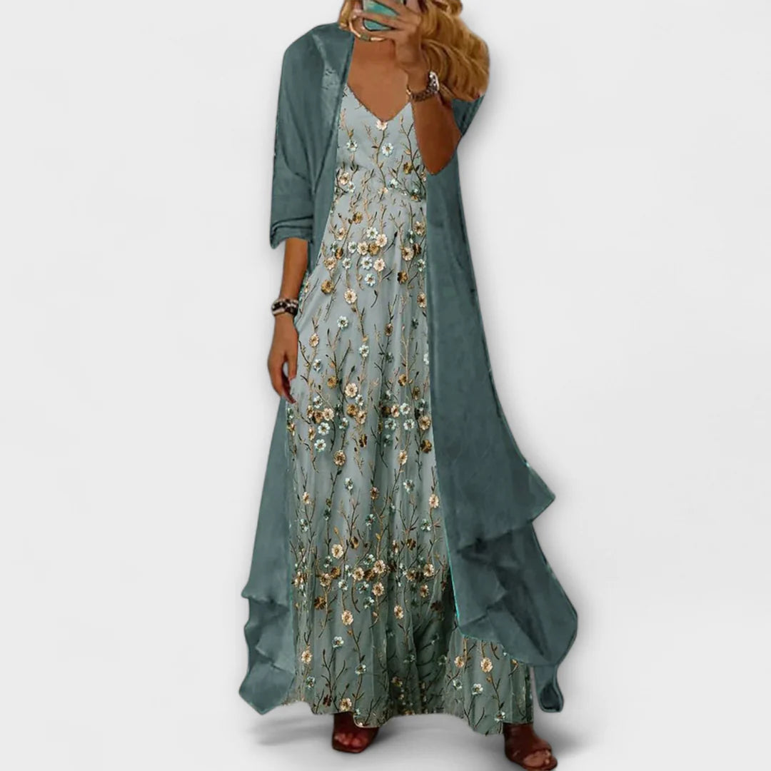 Nancy | Two Piece Maxi Floral Dress Women