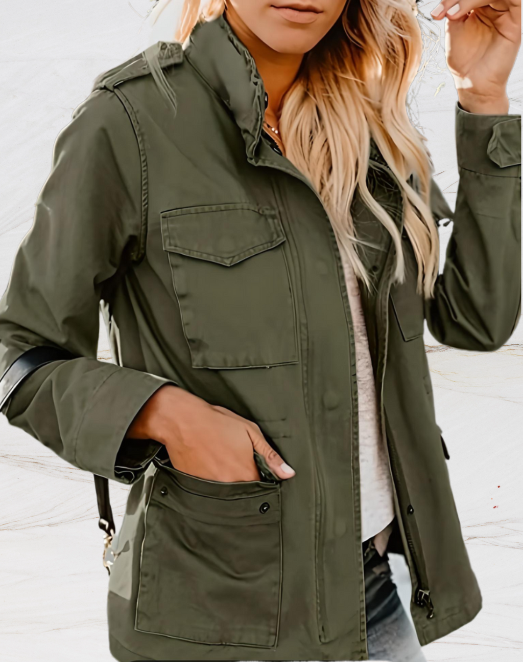 Nathalie | Women's Long Sleeve Zip Front Pocket Jacket