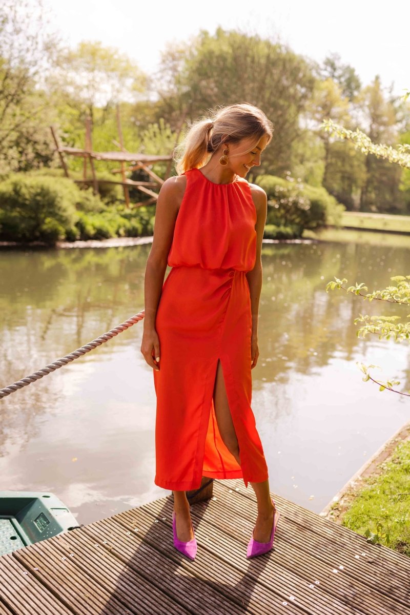 Nevaeh | Women's Sleeveless High Slit Summer Midi Dress