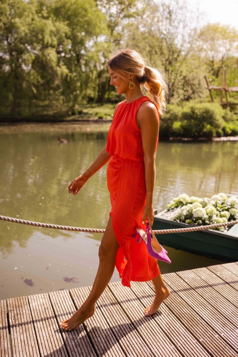 Nevaeh | Women's Sleeveless High Slit Summer Midi Dress