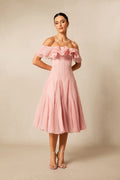 Noel | Women’s Off Shoulder Ruffled Tiered Flowy Midi Dress