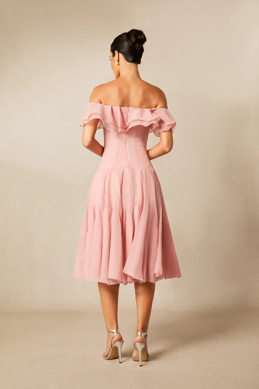 Noel | Women’s Off Shoulder Ruffled Tiered Flowy Midi Dress