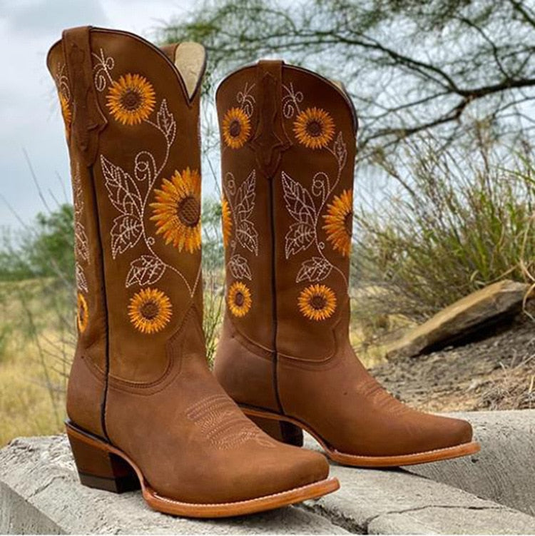Noelle | Women's Sunflower Stitch Closed Toe Cowboy Boots
