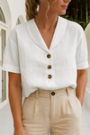 Octavia | Women's Button Front Short Sleeve Collared Blouse