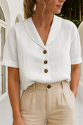 Octavia | Women's Button Front Short Sleeve Collared Blouse