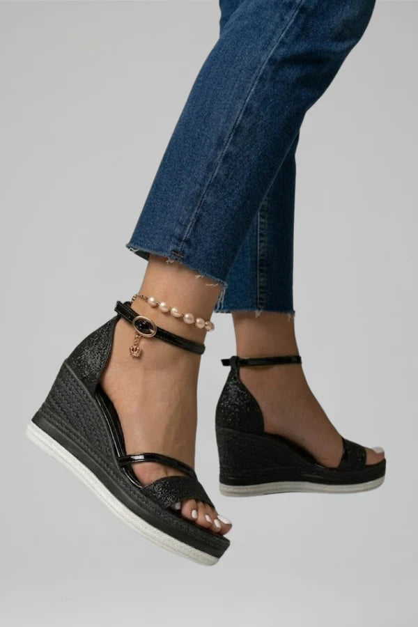 Olive | Women’s Open Toe Ankle Strap Wedges Sandals