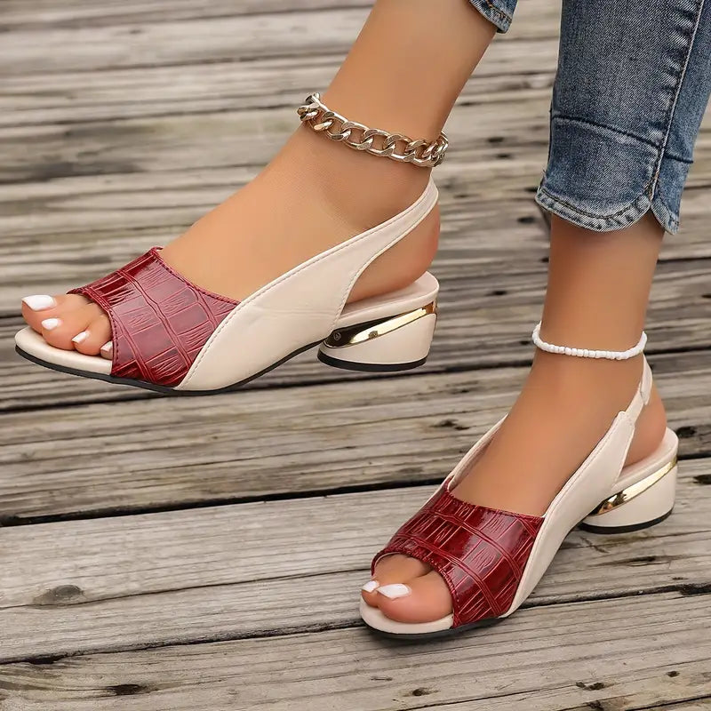 Olivia | Women’s Slingback Strap Open Toe Block Heel Sandals