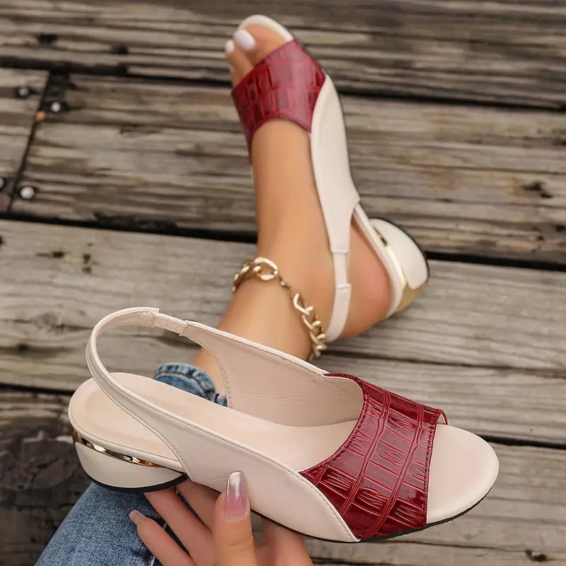 Olivia | Women’s Slingback Strap Open Toe Block Heel Sandals