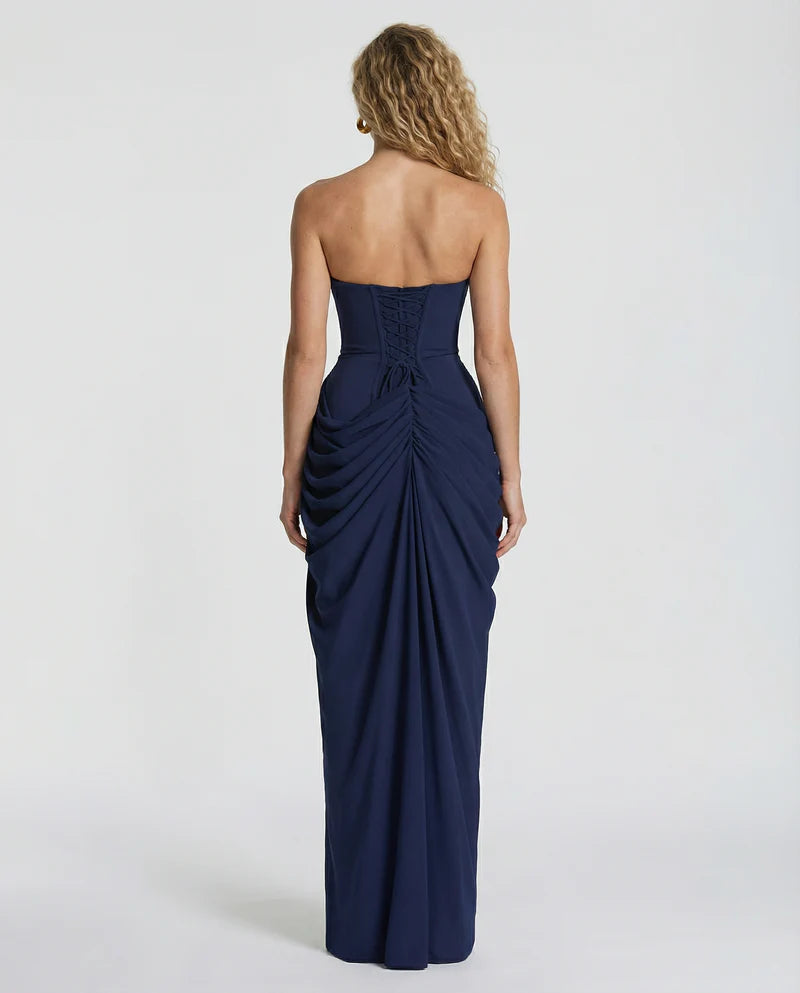 Olivia | Women’s Strapless Corset High Slit Wedding Guest Dress