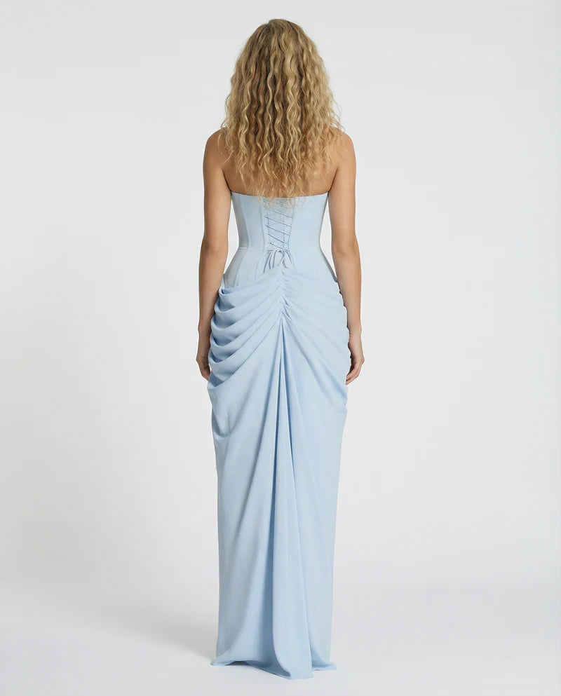 Olivia | Women’s Strapless Corset High Slit Wedding Guest Dress