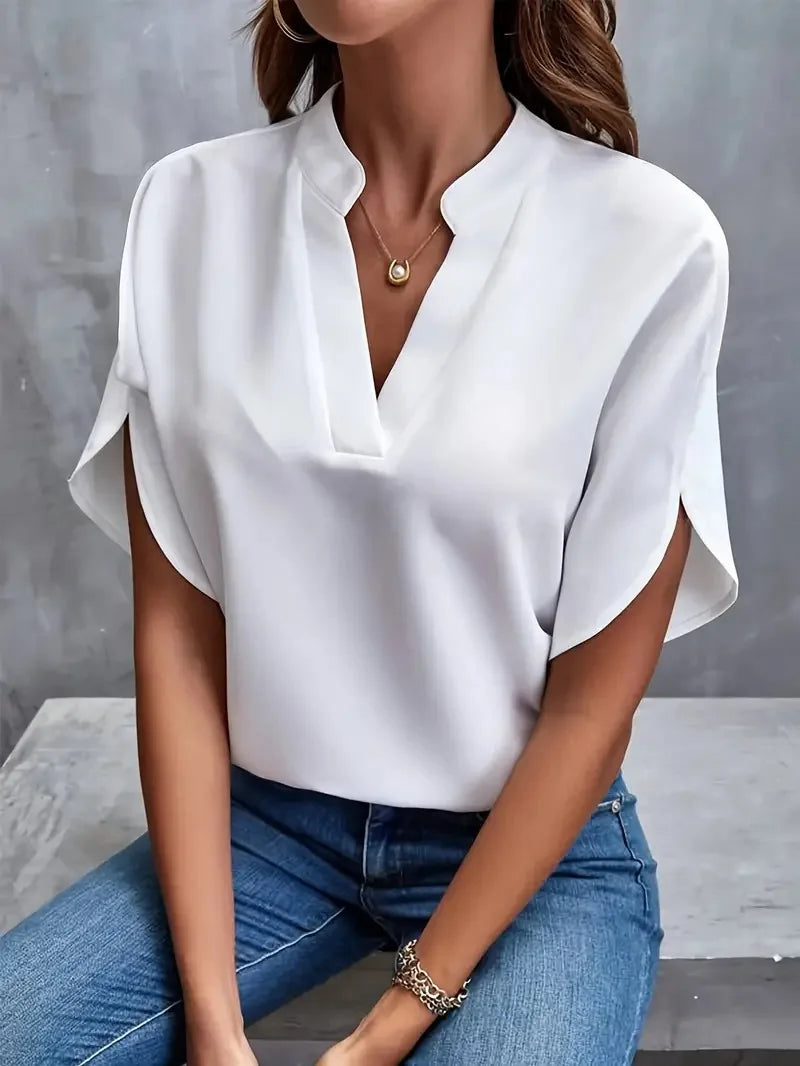 Ophelia | Women's V Neck Batwing Short Sleeve Top
