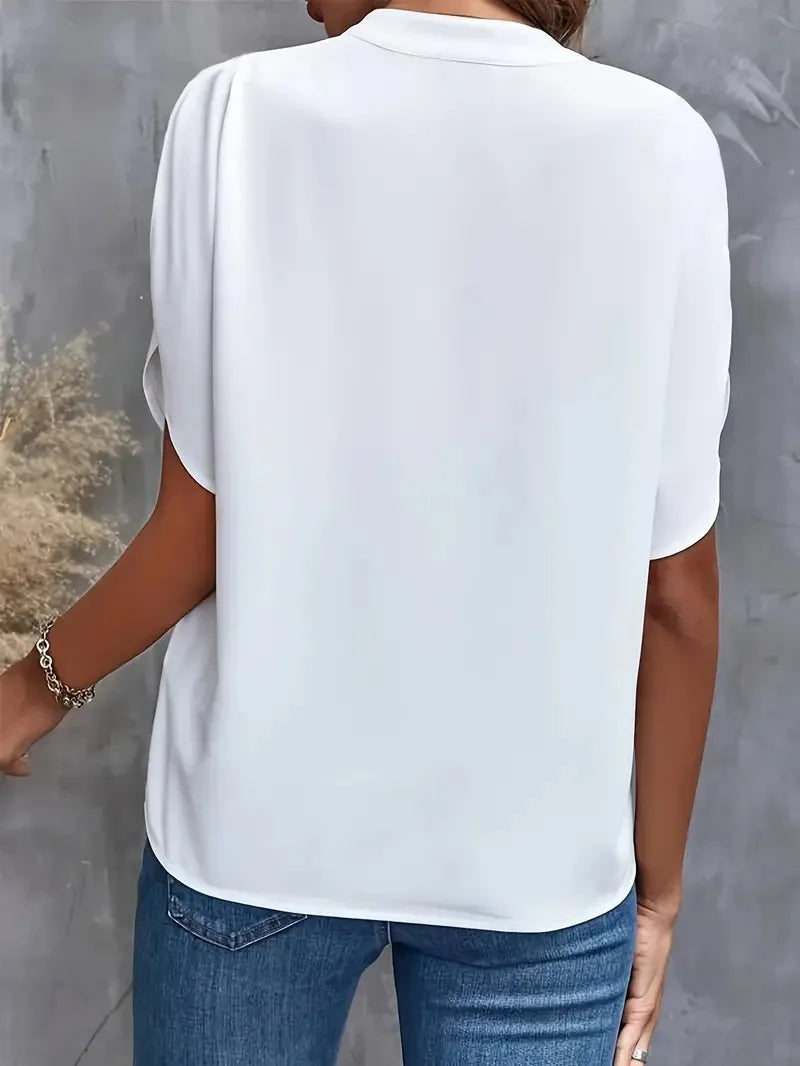 Ophelia | Women's V Neck Batwing Short Sleeve Top