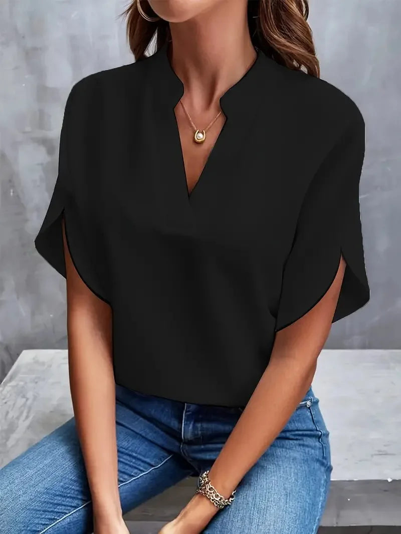 Ophelia | Women's V Neck Batwing Short Sleeve Top