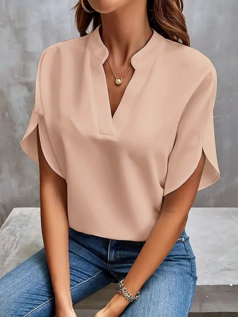 Ophelia | Women's V Neck Batwing Short Sleeve Top