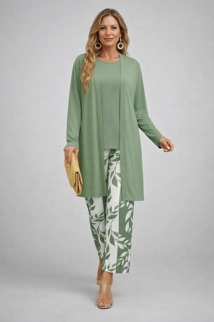 Patience | Women's Floral Long Sleeve Straight Leg Three Piece Set