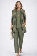 Patience | Women's Floral Long Sleeve Straight Leg Three Piece Set