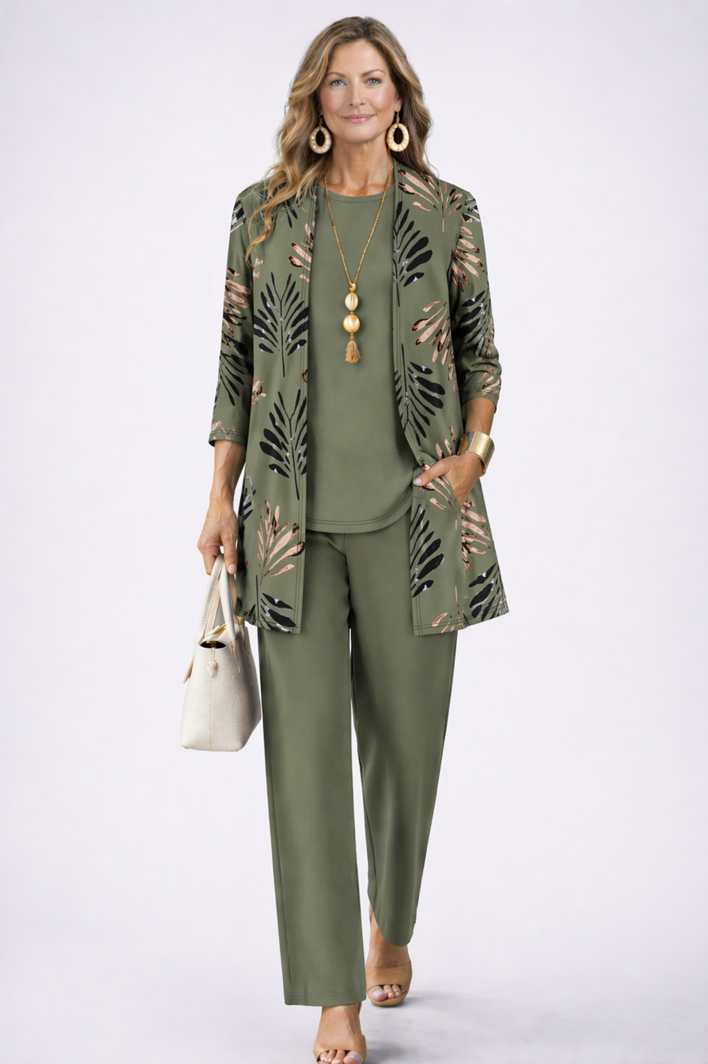 Patience | Women's Floral Long Sleeve Straight Leg Three Piece Set