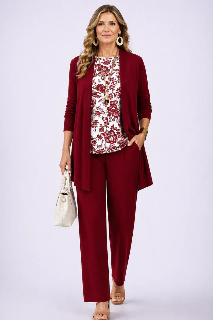 Patience | Women's Floral Long Sleeve Straight Leg Three Piece Set