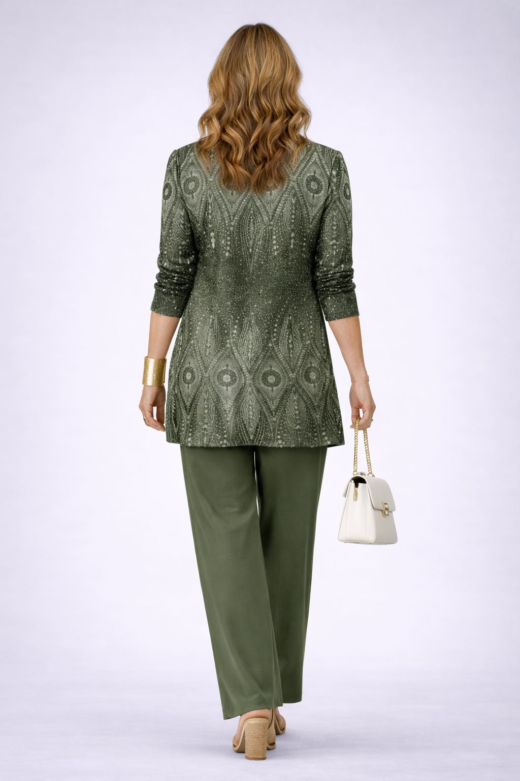 Paulina | Women's Printed Round Neck Straight Leg Three Piece Set