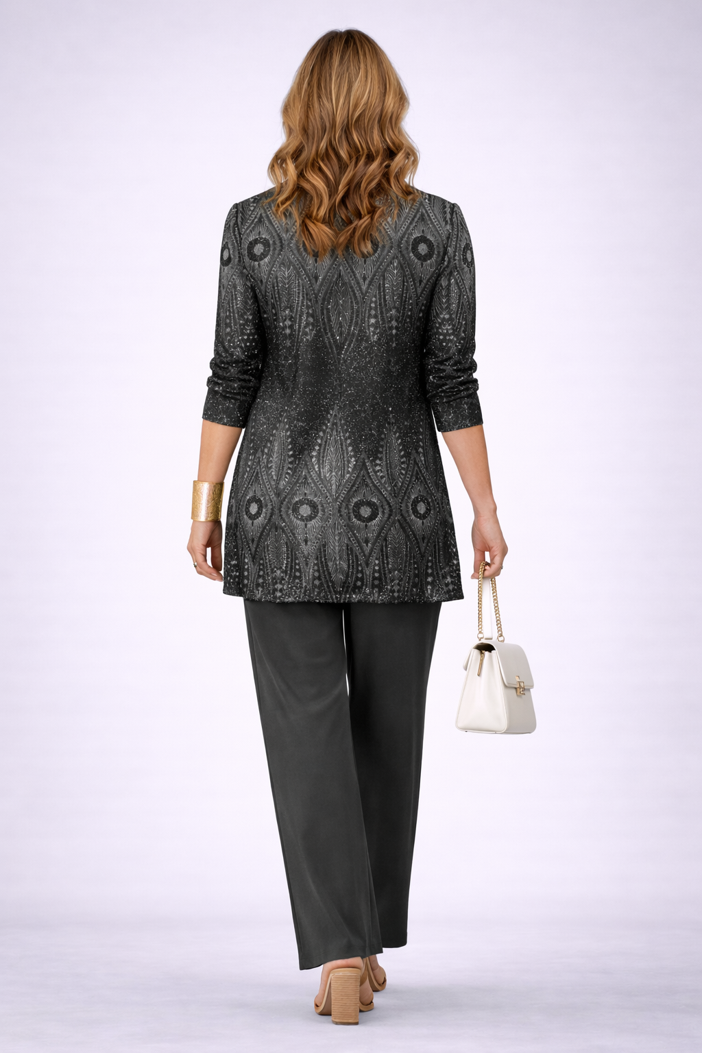 Pearl | Women's Patterned Long Sleeve Straight Leg Three Piece Set