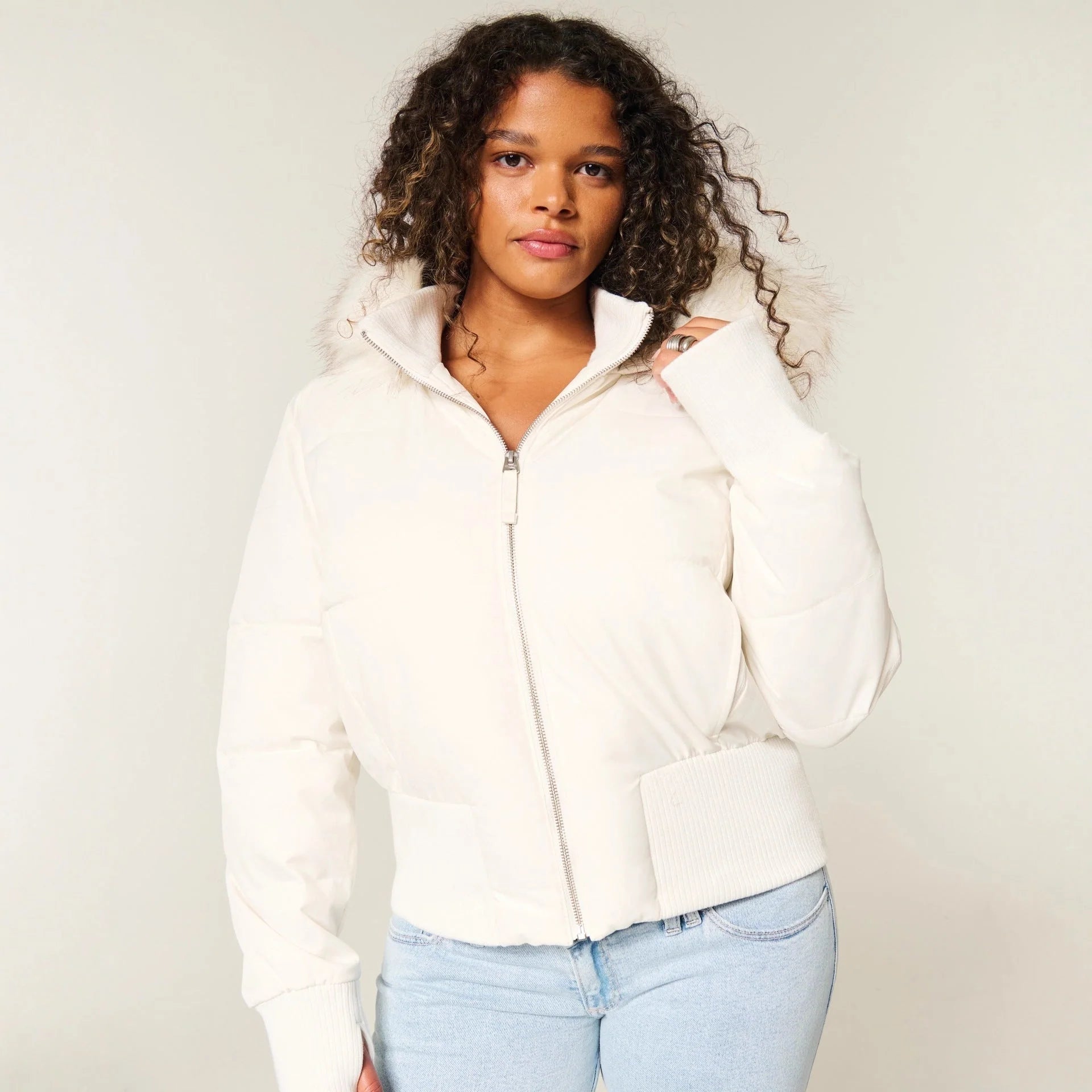 Peyton | Women's Hooded Long Sleeve Zip Front Collared Jacket
