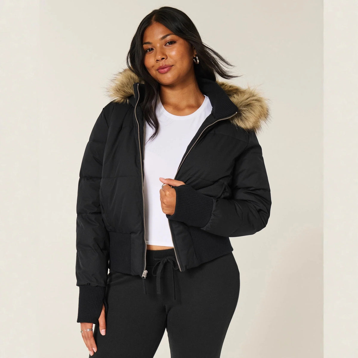 Peyton | Women's Hooded Long Sleeve Zip Front Collared Jacket